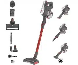 Hoover H-FREE 100 HF122GPT, Aspirateur balai sans fil, Puissant 22V, Technologie Cyclonique, Autonomie 40 Min ; Brosse Spéciale poils d'animaux, Grand réservoir 0.9L, Lumières LED, 2 vitesses